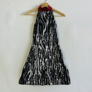 MotionWear Motion Wear Sequin Zebra Sleeveless Dance Mini‎ Dress Womens Medium
